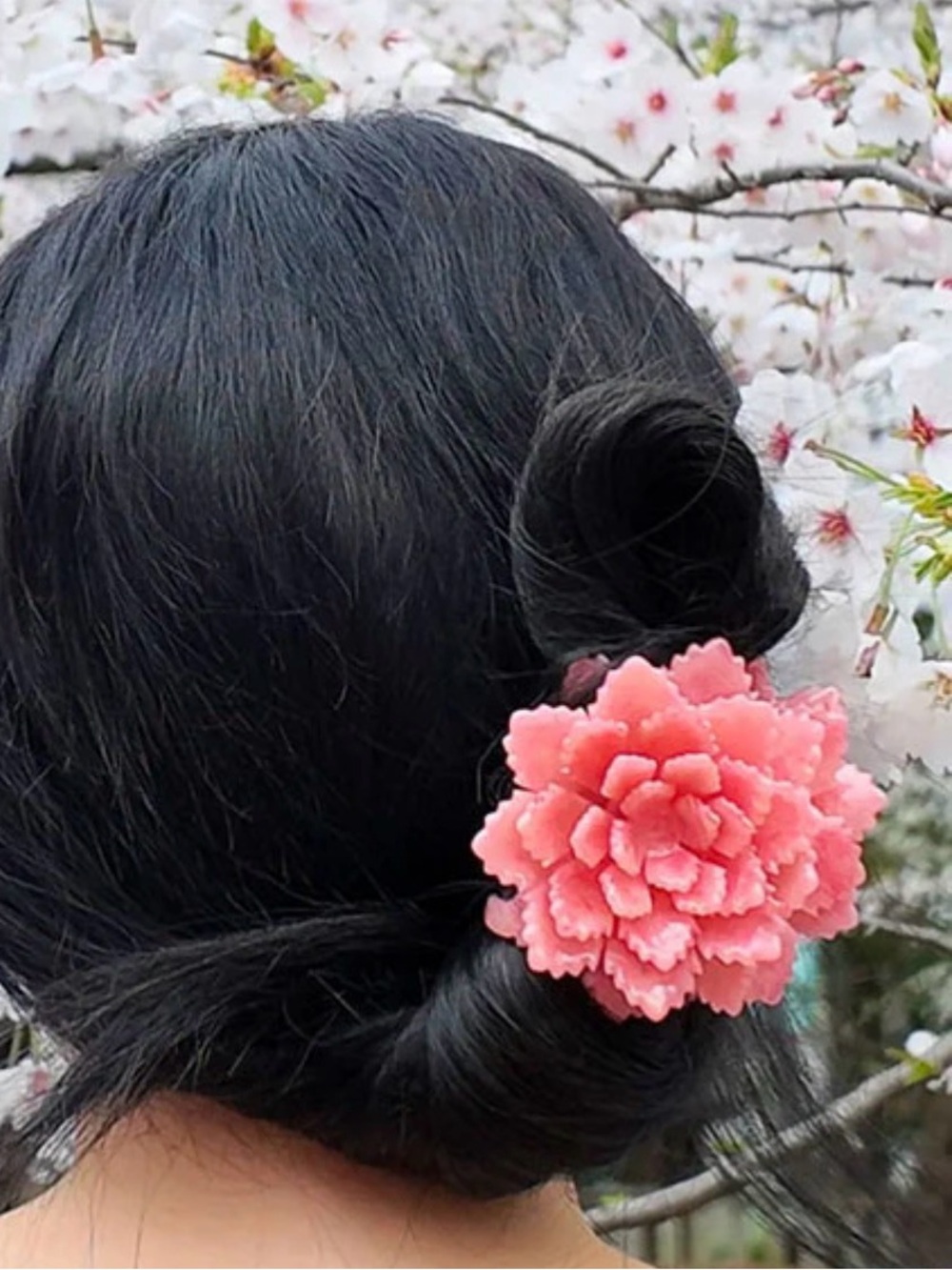 Solar Eclipse Hand-Painted Claw Clip: Origami Peony Flower
